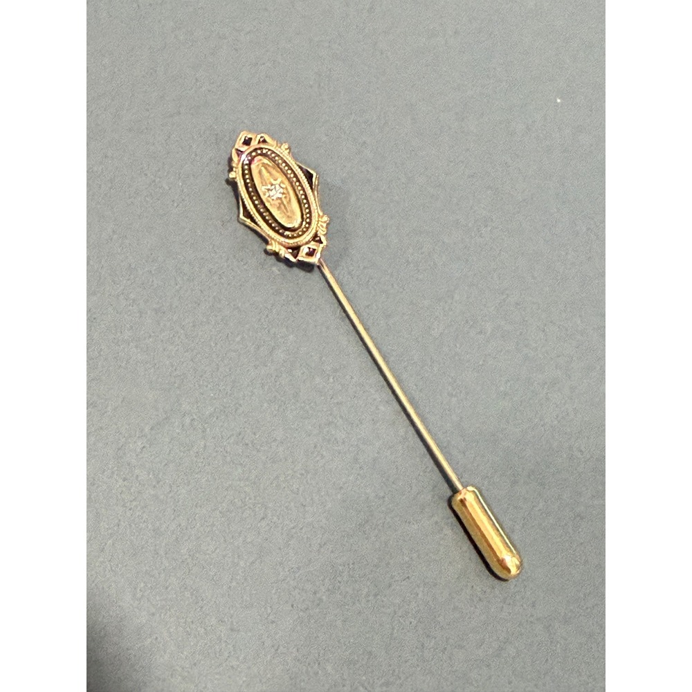 Vintage Avon Kensington Gold Tone Filigree Stick Victorian Style Rhinestone
